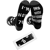 Qlvexkah Stitched Novelty Funny Socks for Dad husband Father, 30th 40th 50th 60th 70th 80th 90th Birthday Gifts for Men