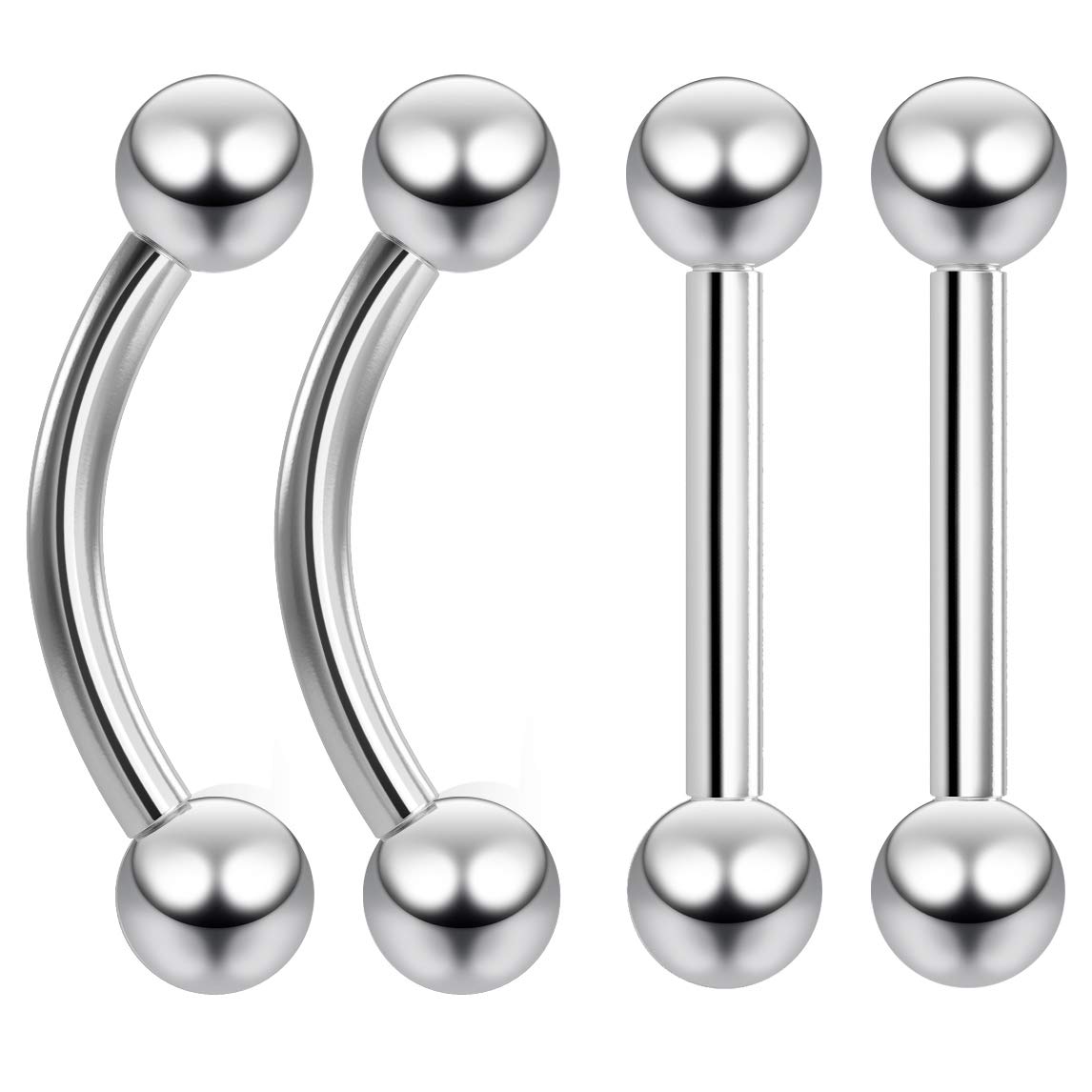 Bling Piercing 4pc 16g 1.2mm Cartilage Bar Earring Barbell Lobe Triple Forward Helix Tragus Bars Auricle Stainless Steel 8mm