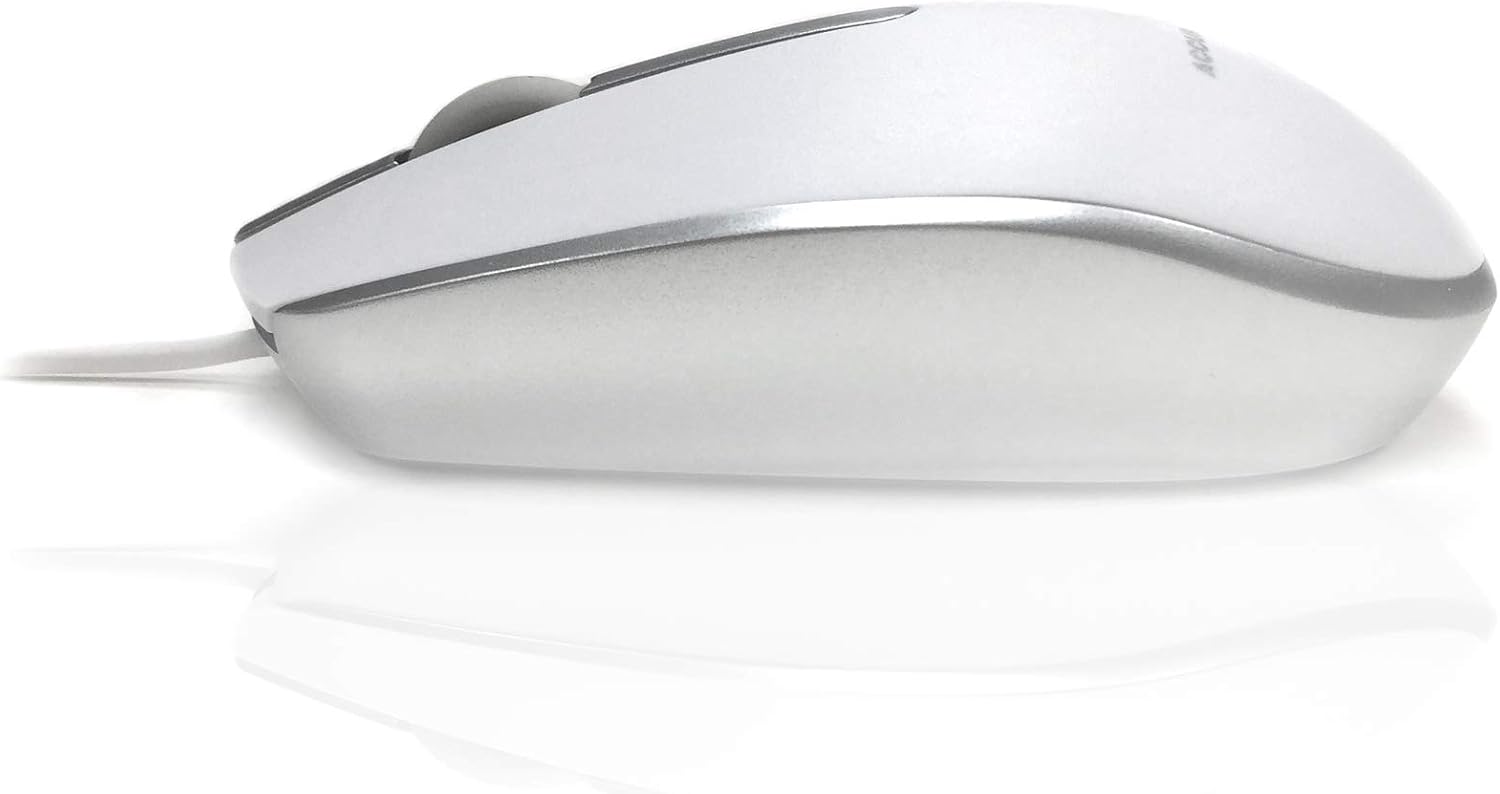 Accuratus M100 MAC Mouse - USB-A Wired Full Size Slim Apple Mac Mouse with Silver and Matt White Tactile Case - Image 4