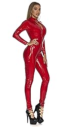 Metallic Bodysuit for Women PVC Leather Sexy