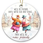 Friendship Ornaments 2025 - Funny Ceramic Best Friend Ornament for Christmas Tree Decorations, Long Distance Friendship BFF Bestie Xmas Gifts, Gift for Coworker Work Bestie