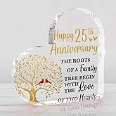 25th Wedding Anniversary Acrylic Gifts Cardinal Gifts for Women Happy 25th Anniversary Plaque Gift for Her Him Wife Husband Girlfriend Boyfriend Couple Home Office Desktop Decor