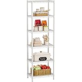 Golpart Small 6 tire Shelves Storage Wire Shelving Unit Metal Shelf Adjustable Organizers Storage Shelving for Bathroom Laundry Room Kitchen Pantry10”D x 16”W x 60”H White