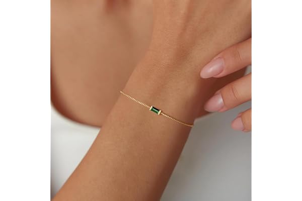 14K Gold Bracelet for Women Birthday Dainty Birthstones Waterproof Christmas Gold Womens Jewelry Bracelet Gifts Adjustable fo