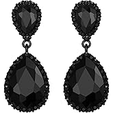 EVER FAITH Women's Austrian Crystal Wedding Tear Drop Dangle Earrings