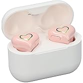 Jectse Heart Shaped Earbuds, HiFi Stereo Bluetooth Headphones with Charging Case, Lightweight Noise Cancelling Earphones for Phone Laptop (Pin)