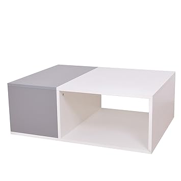 Couchette Clair Compressed Wood Coffee Table in White and Grey Finish, Centre Table/Coffee Table