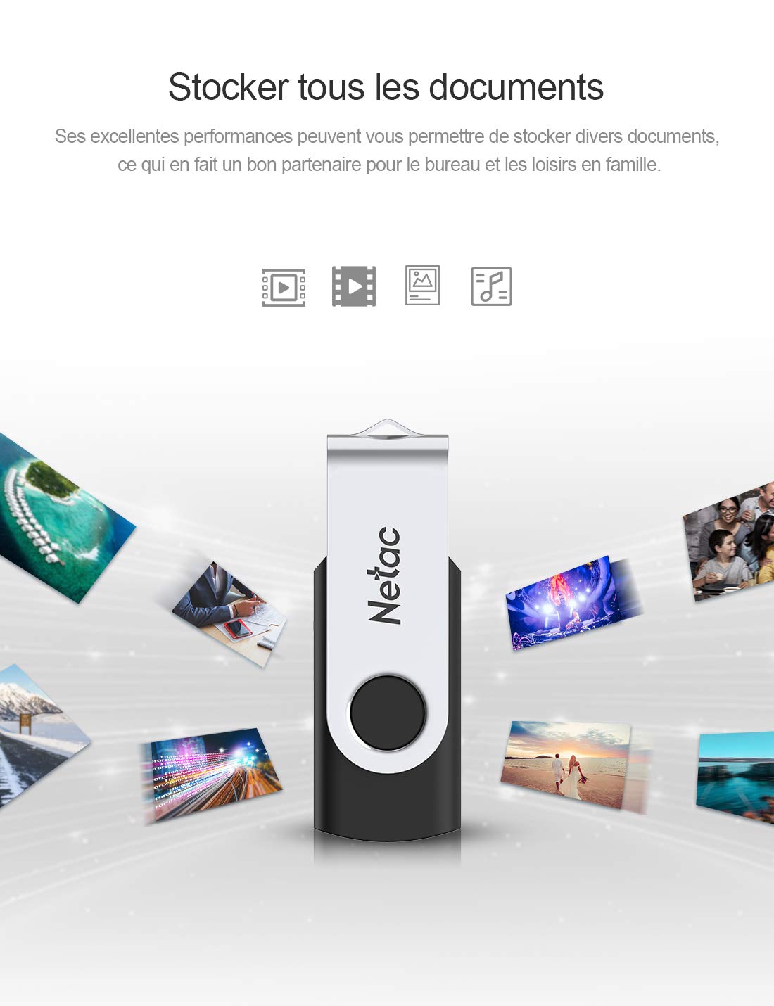 Netac Lot de 5 Clé USB 16G, Lecteur USB Flash 2.0 Conception de Rotation, LED Lumineux USB Flash Drive pour Ordinateur Portable/PC/Voiture