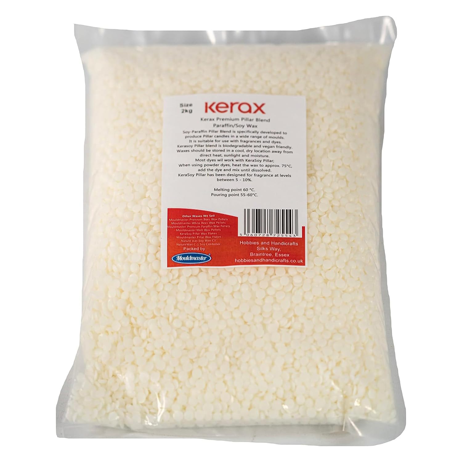 Kerax Pillar Wax Paraffin and Soy Blend 2Kg Kerax, Off White