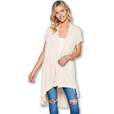 Women's Short Sleeve Ultra Soft Viscose Made from Bamboo Layering Long Duster Cardigan