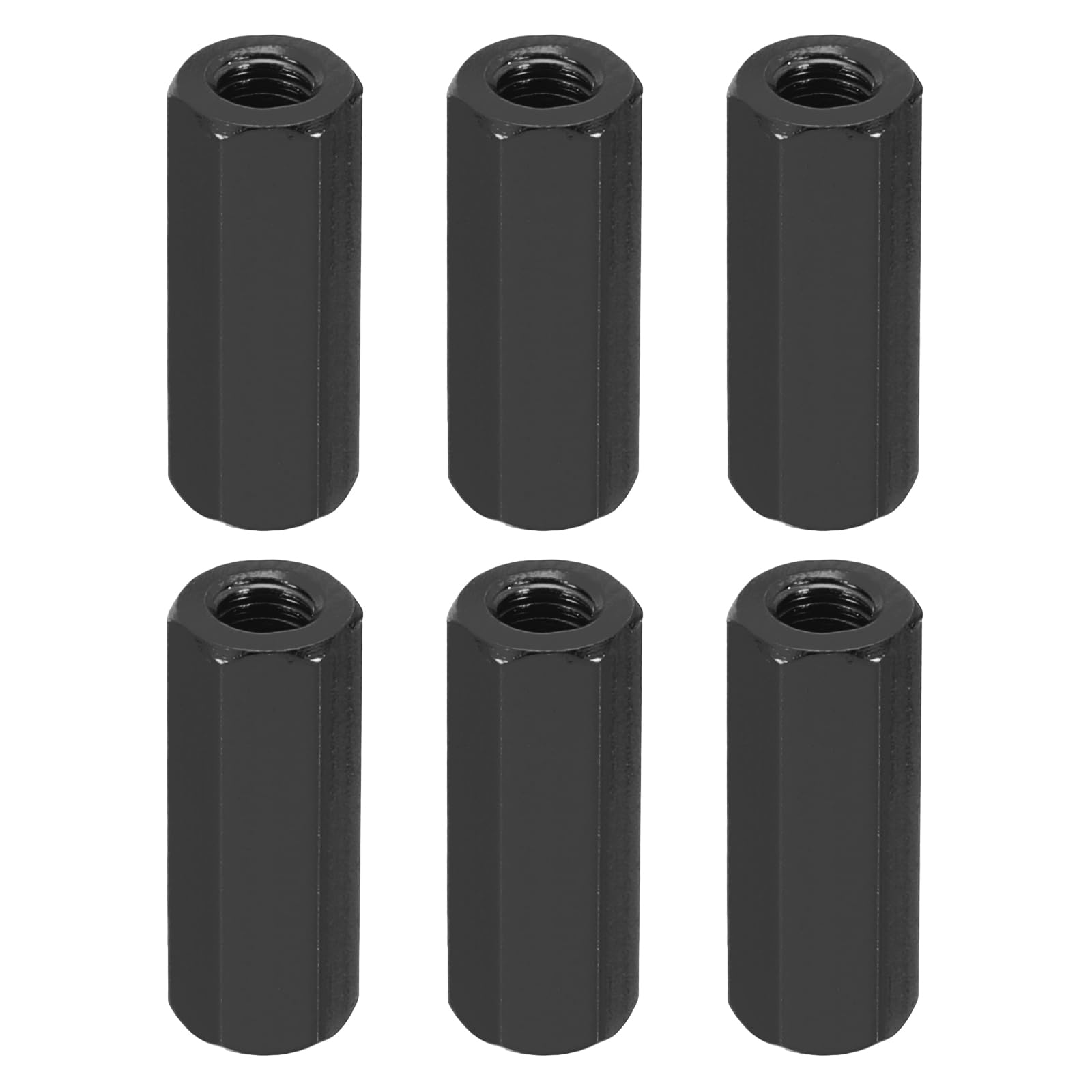 PATIKIL M3 Hex Nuts, 6pcs M3 Threaded Spacers Aluminum 15mm L Female Metal Spacer Screw Standoff for M3 Screw Bolts RC Car Drones Stacks Motherboard, Black