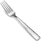 KEAWELL Premium Louis 4-Piece Hammered Dinner Forks (4, 8.3" Dinner Fork) | 18/10 Stainless Steel Dinner Forks; Hammered Squared-Edge Handles; Smooth, Rounded Edges for Comfort; Dishwasher Safe