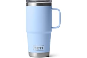 YETI Rambler 20 oz Travel Mug, Stainless Steel, Vacuum Insulated with Stronghold Lid, Big Sky Blue