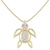 LUSTRE AND LIGHT Natural Gemstone Turtle Pendant Necklace for Women in 925 Silver/18K Yellow/Rose Gold Vermeil, Birthstone Jewelry Gifts for Her Birthday, Wedding, Anniversary, Graduation