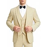 YFFUSHI Men's 3 Piece Suit Sets Slim Fit One Button Blazer with Vest & Pants, Professional Business Wedding Suits