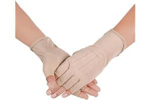 JISEN Men Sunscreen Fingerless Cotton Gloves UV Protection Driving Polyester Mittens
