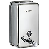 anydry Commercial Manual Soap Dispenser, Durable Polished Stainless Steel Finish, 37oz (1100ml) Liquid, Wall-Mounted for Bathroom & Kitchen