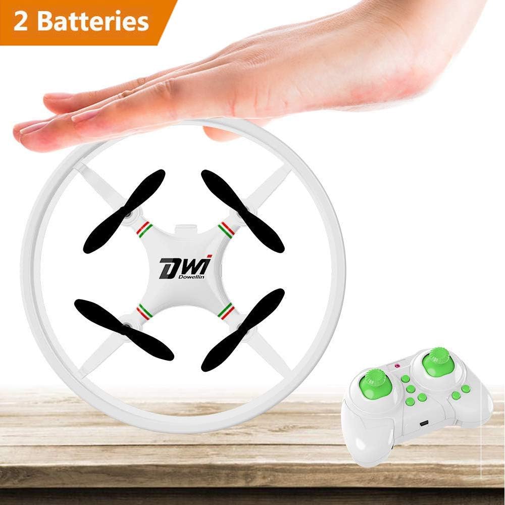 Dwi Dowellin Mini Drone Crash Proof RC Quadcopter One Key Spin Flips and Rolls Nano Toy Drones for Kids Children Beginners Boy and Girls, comes with 2pcs Batteries