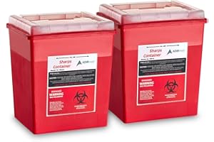 AdirMed Sharp Needle Disposal Container for Home, Clinic, Office, Barber Use with Flip Open Lid (8 Quart -2 Pack)