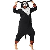 BDZaigozaiwu Raccoon Onesie Adult Costume Unisex Christmas Zipper Pajamas Animal Cosplay One Piece Homewear For Women Men