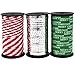 Christmas Curling Ribbon Pack of 3 Rolls Green, Red & White Stripes, and Metallic Silver; Holiday Party Crafts Supplies Decorations- 100 Yards Per Roll - Total of 900 Feet; By Gift Boutique