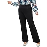 Plus Size Women's Wide-Leg Dress Pants - High Waisted Capri for Business Casual,Work Clothes for Office