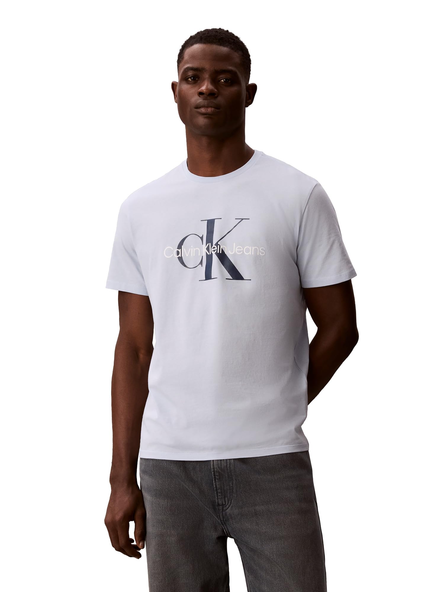 Calvin Klein Men's Monogram Logo Crewneck T-Shirt Breezy Blue Image