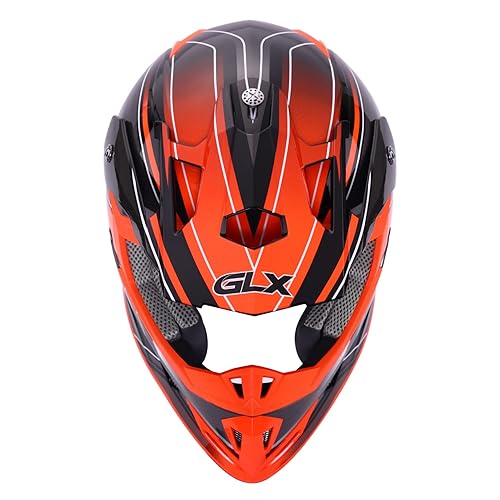 GLX GX23 Dirt Bike/Motocross Helmet Sear Orange, Large DOT