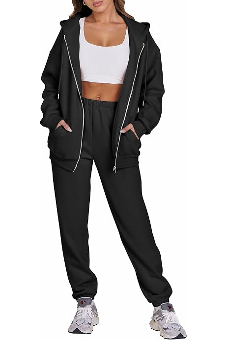 Survêtement Femme Shownicer 2 Pièces - Sweat Crop Et Pantalon - Polyester - Sportswear Décontracté