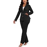 Kafiloe Women Suits 2 Piece Set Long Sleeve Blazer Pants Suit Dressy Business Casual Work Outfits Office