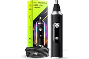 Savilab Nose Hair Trimmer for Men and Women, USB Rechargeable Electric Facial and Ear Hair Remover with LED Display, Dual-Edge Blades for Smooth, Painless Eyebrow Grooming (Black)