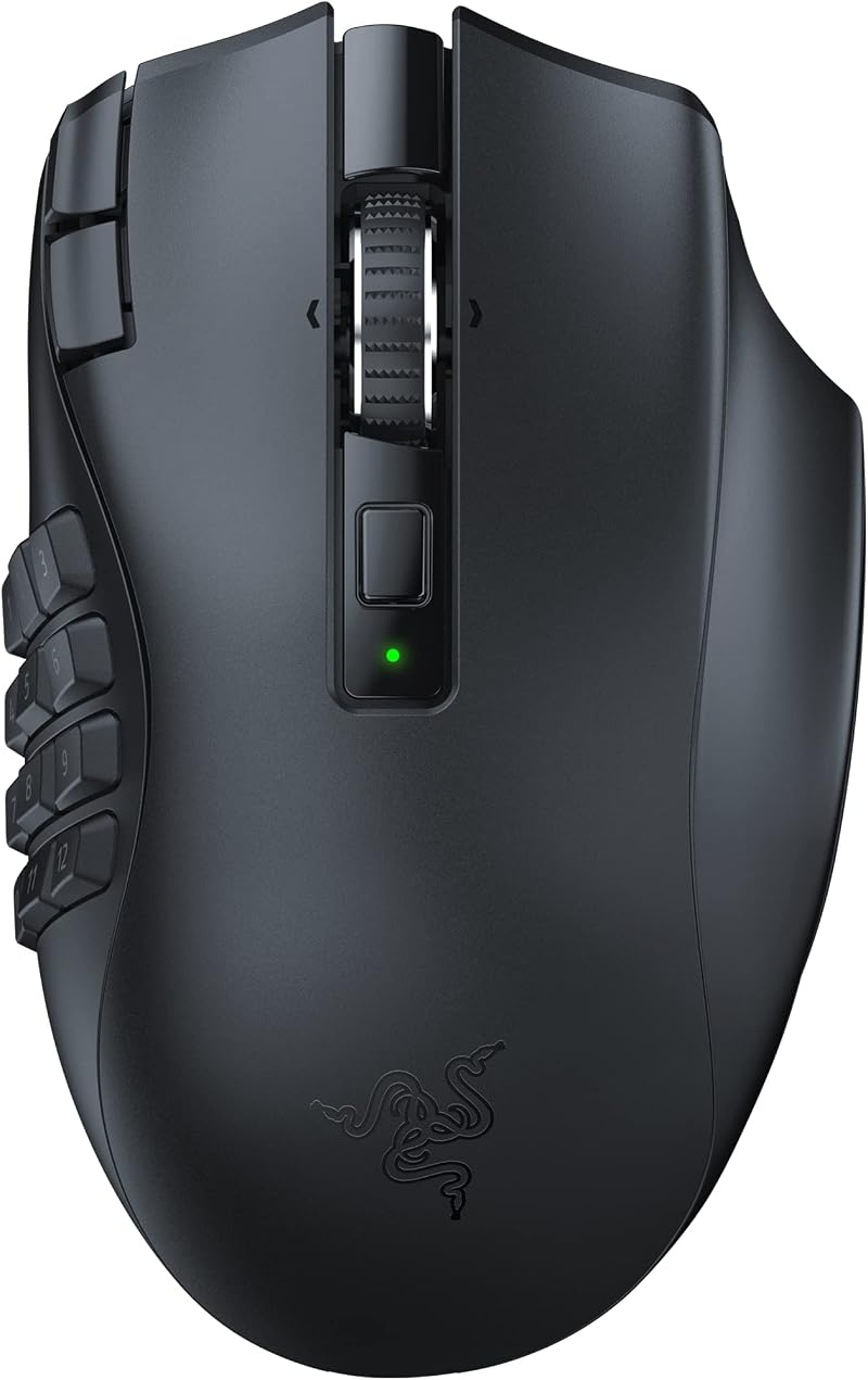 Razer Naga V2 HyperSpeed Wireless MMO Gaming Mouse 19 Buttons 250H Battery