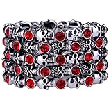 YACQ Jewelry Goth Skull Skeleton Stacket Crystal Stretch Sleeve Cuff Bracelet Gifts for Women Biker…