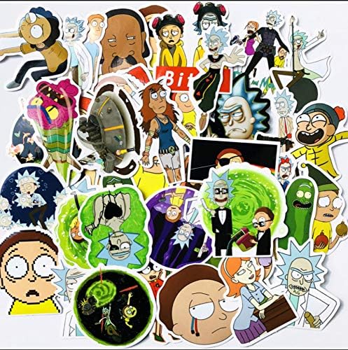 OJVVOP Personality Cartoon Character Sticker Suitcase Trolley Case Guitar Motorcycle Car Sticker 69 Sheets