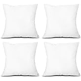EDOW Throw Pillow Inserts, Set of 4 Lightweight Down Alternative Polyester Pillow, Couch Cushion, Sham Stuffer, Machine Washable. (White, 22x22)