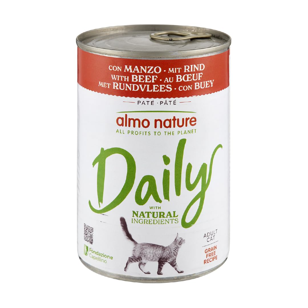Almo Nature Daily - Wet Cat Food - Paté - Beef - 400 g, Pack of 24