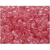 BeadTin Light Coral Transparent 9mm Faceted Barrel Plastic Pony Beads (500pcs)