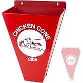 Hipykat Medium Chicken Cone for Butchering, Heavy Duty Metal Poultry Processing Equipment, Chicken Restraining Kit for Up to 8 lbs Chickens, Ducks, Turkeys, Small Poultry (Red)