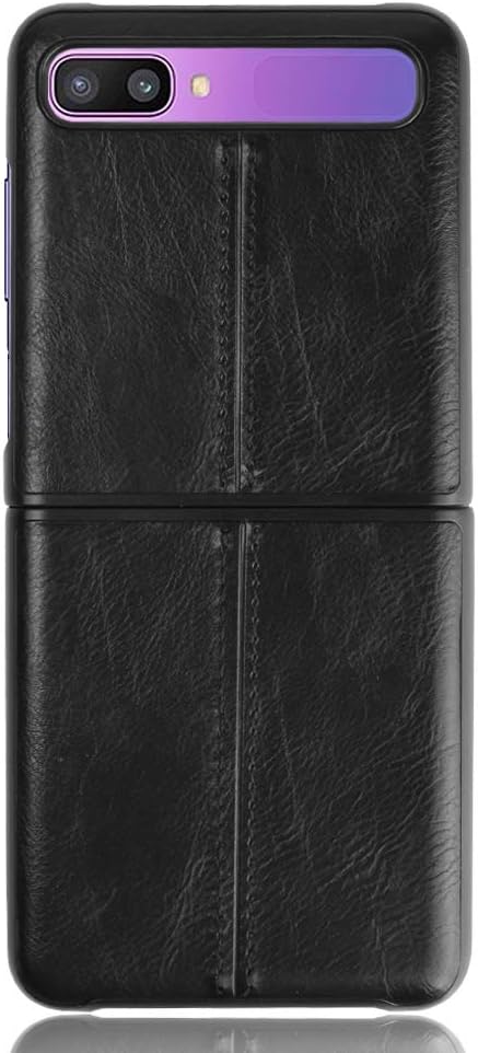 GOGODOG Compatible with Samsung Galaxy Z Flip Case Full Cover Ultra Thin Matte Camera Protection Anti Slip Scratch Resistant Anti Fingerprint PU Leather Manual Suture Back Shell (Black)