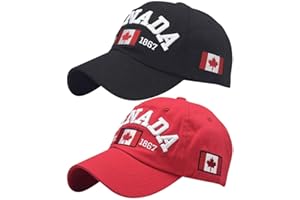 BAOZOON 2 Pcs Baseball Caps - Embroidered Maple Leaf, Adjustable Canada Flag Golf Hat for Men Women