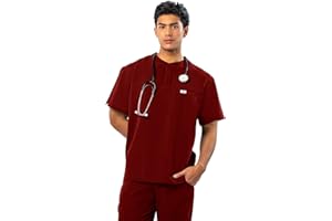 Peelz Karl Henley 2-Pocket Scrub Top for Men - Soft Stretch Fabric Scrubs, 3-Button Design Men's Scrub Tops, Comfort Fit