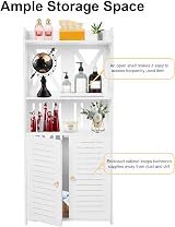 Youyijia 3 Tier White Floor Standing Cabinet Storage Organizer 97x20x18 cm view 6