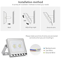 Missbee 10W LED Flood Light, 1100LM 6000-Security