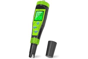 HOICATED Digital Pool Salt Tester for Swimming Pool Large Simultaneous Screen Salinity pH Meter for Koi Pond Aquarium Fish Tank Hot Tub EC Tester for Indoor Garden Hydroponics Water Quality Tester