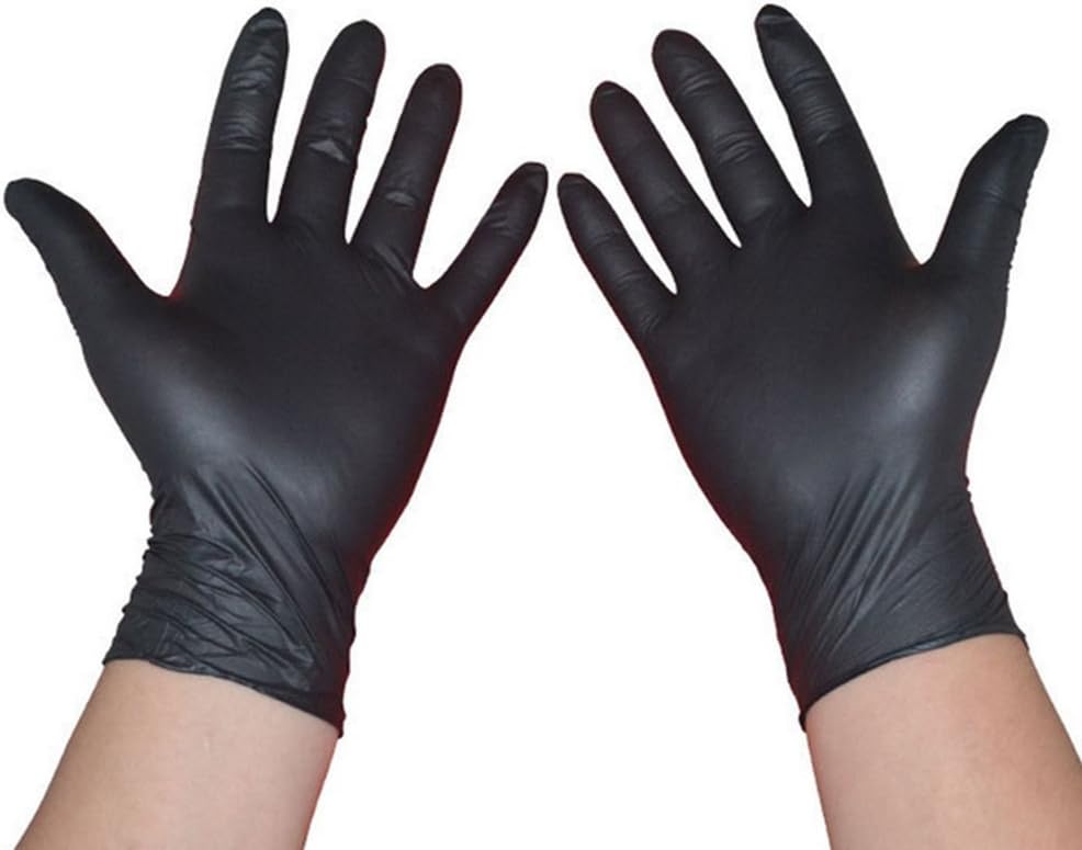 YTHXMXSZ 100PCS/SET Cleaning Disposable Mechanic Glove Black Nitrile Anti-Static Gloves(XL)