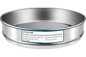 LVDALAB 304 Stainless Steel Lab Sieve Screen Mesh, 200 Mesh (0.075mm) Aperture Test Sieve, 12Inch(30cm) Diameter Economy Standard Analysis Sample Test Sieves for Industrial Laboratory Homes