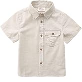MOMOLAND Toddler Little Big Boys Short Sleeves Button Down Shirt Linen Design