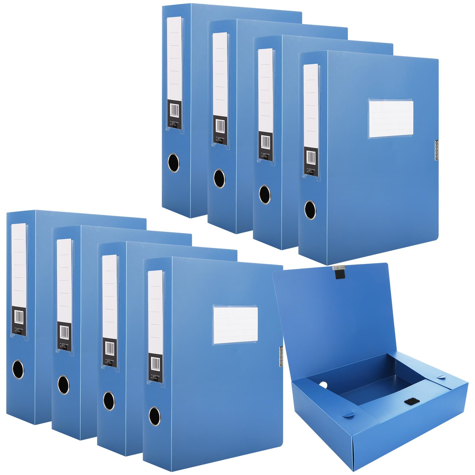 CYEER 8 Pack Box Files A4 Plastic Filing Box 75mm Spine A4 Archiving Document Boxes Folders File Organiser for Office School - Blue — image 1
