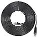 InstallerParts 35Ft Cat 6 Flat Patch Cable Black -- Professional Series -- 50 Micron Gold Plated RJ45 Connectors -- Ethernet Data Network