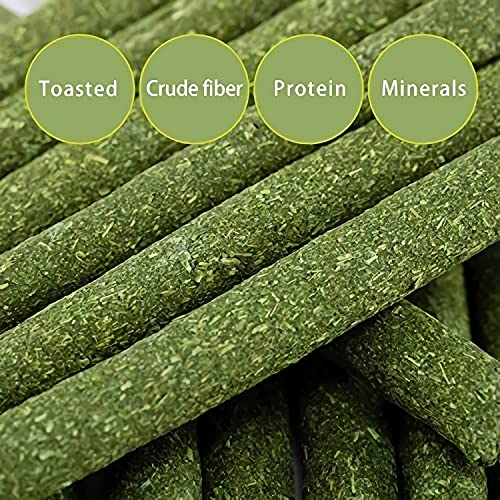 Odluzy 20 Pcs Natural Timothy Hay Sticks, Molar Wood Treats Stick, Teeth Chew Stick for Rabbits, Hamster, Chinchilla and Other Small Animals